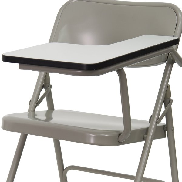 Round Metal Tablet Arm Chair, Left Hand, Beige, 18.5