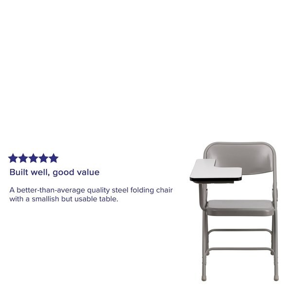 Round Metal Tablet Arm Chair, Right Hand, Beige, 18.5