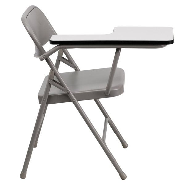 Round Metal Tablet Arm Chair, Right Hand, Beige, 18.5