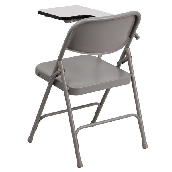 Round Metal Tablet Arm Chair, Right Hand, Beige, 18.5