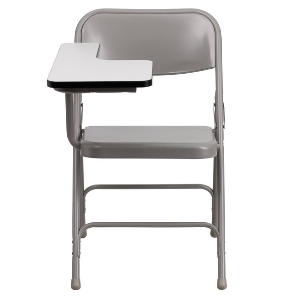 Round Metal Tablet Arm Chair, Right Hand, Beige, 18.5