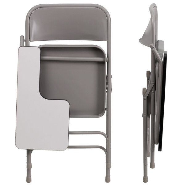 Round Metal Tablet Arm Chair, Right Hand, Beige, 18.5