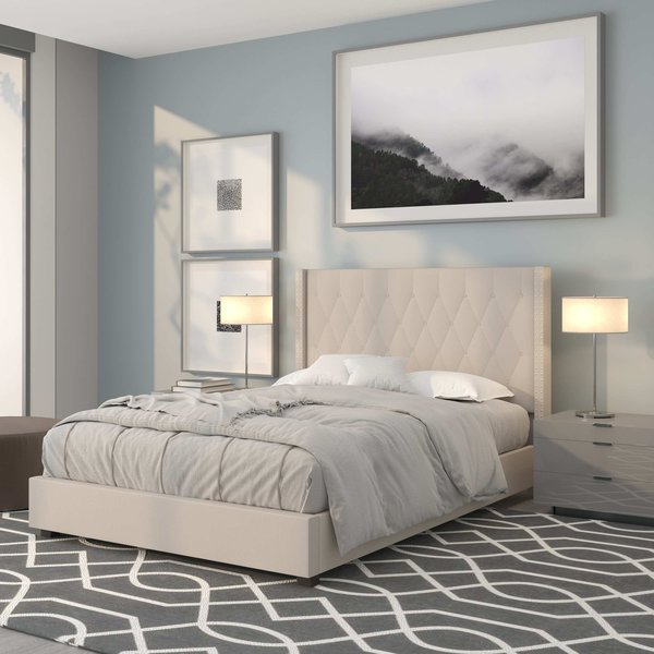 Platform Bed, Riverdale, Full, Beige