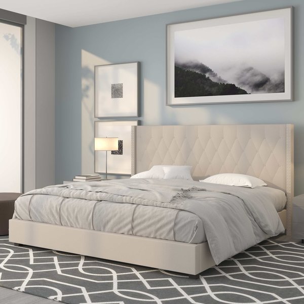 Platform Bed, Riverdale, King, Beige