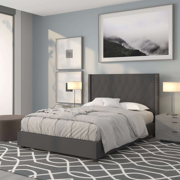 Platform Bed, Riverdale, Full, Dark Gray