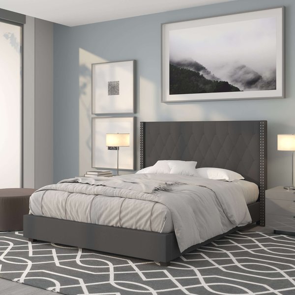 Platform Bed, Riverdale, Queen, Dark Gray