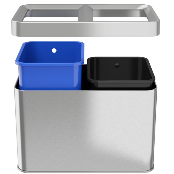 5 gal Rectangular Recycling Bin, Silver, Stainless Steel