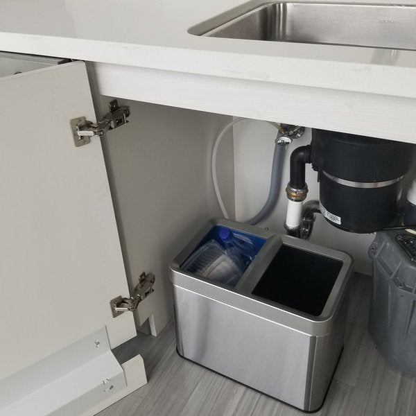 5 gal Rectangular Recycling Bin, Silver, Stainless Steel