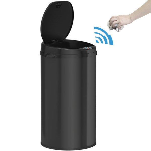 8 gal Round Trash Can, Silver, Stainless Steel