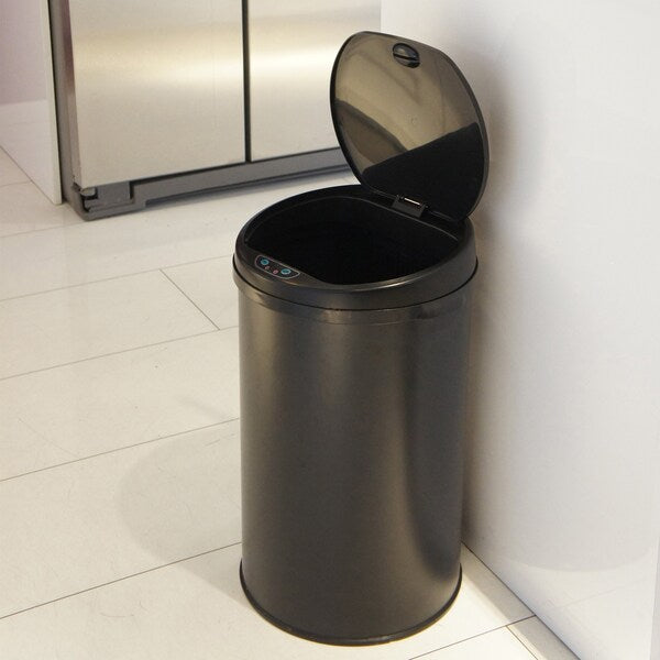 8 gal Round Trash Can, Silver, Stainless Steel
