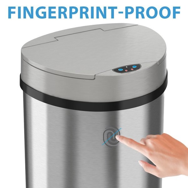 13 gal Semicircular Trash Can, Silver, Stainless Steel