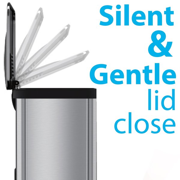 13 gal Rectangular Trash Can, Silver, Stainless Steel