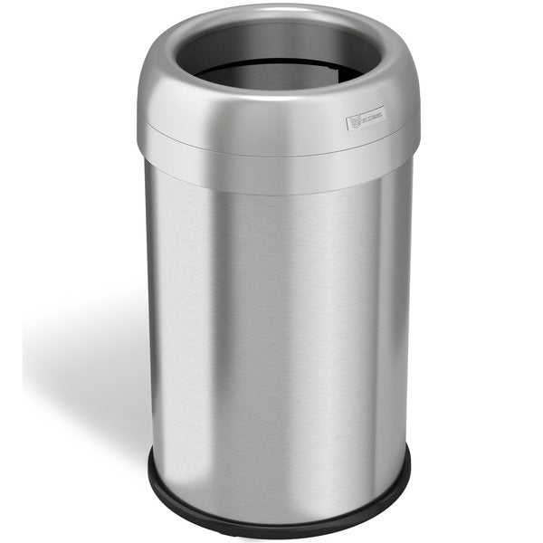 13 gal Round Trash Can, Silver, Stainless Steel