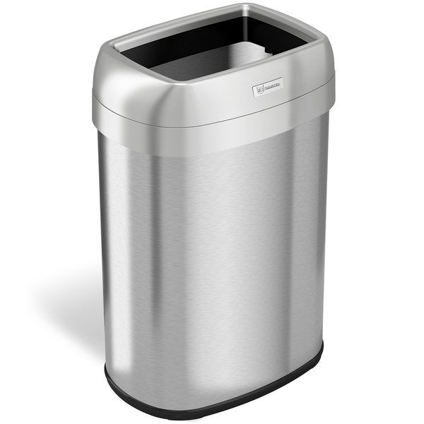 13 gal Oval Trash Can, Silver, Stainless Steel