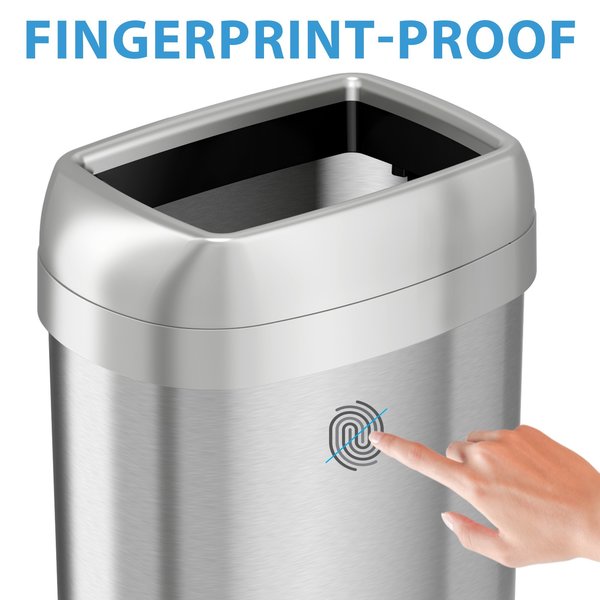 13 gal Oval Trash Can, Silver, Stainless Steel