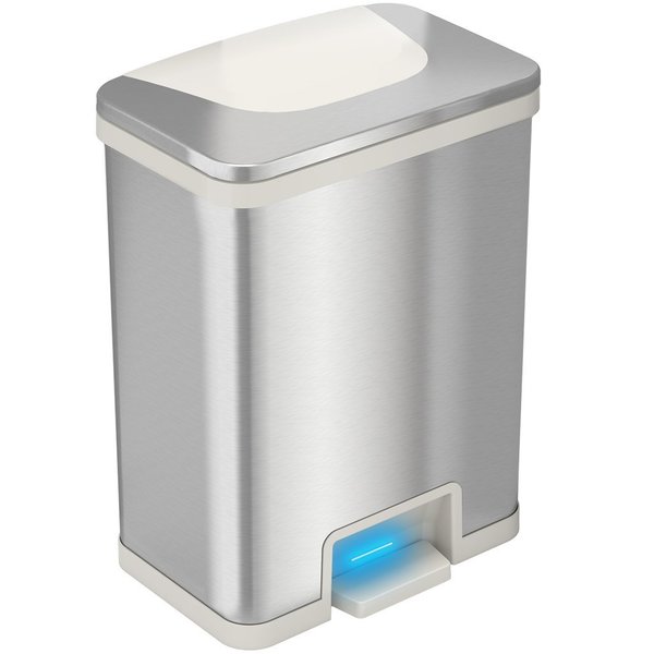 13 gal Rectangular Trash Can, Silver, Stainless Steel
