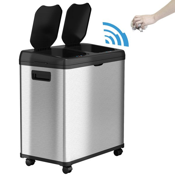 Recycling Bin, Satin Black/Satin Alum, Stainless Steel