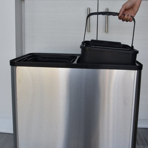 Recycling Bin, Satin Black/Satin Alum, Stainless Steel