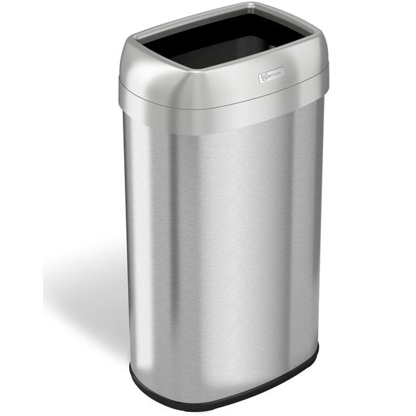 16 gal Oval Trash Can, Silver, Stainless Steel