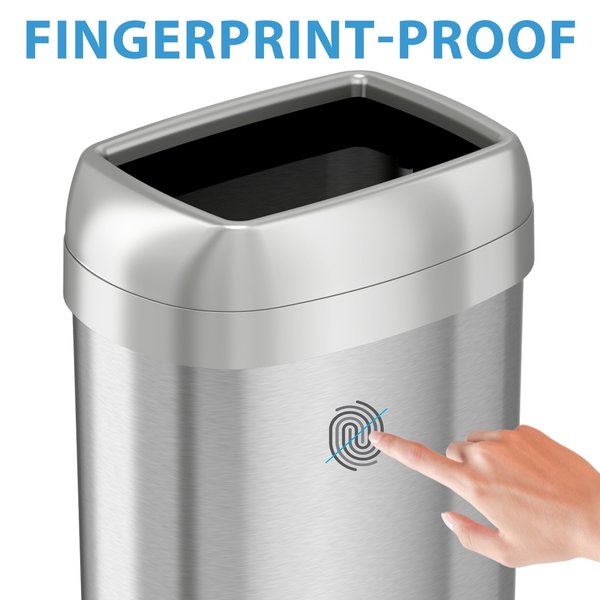 16 gal Oval Trash Can, Silver, Stainless Steel