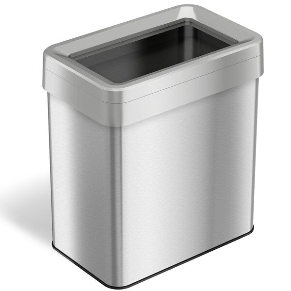 16 gal Rectangular Trash Can, Silver, Stainless Steel