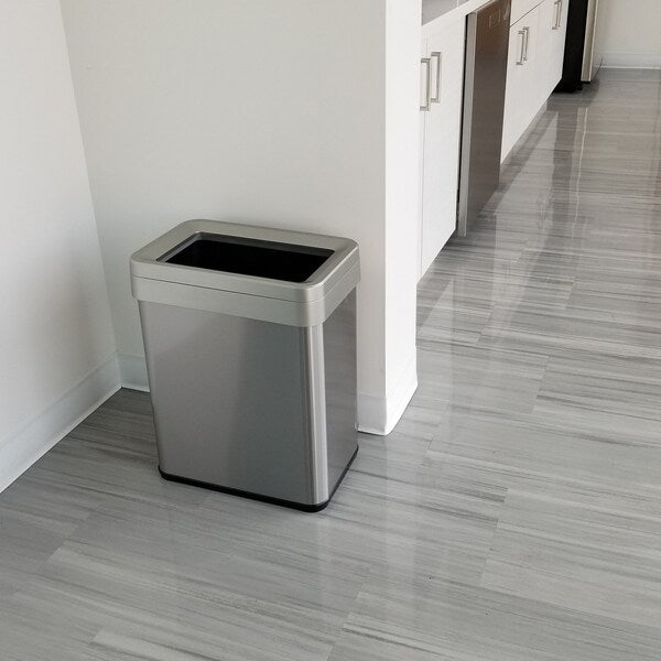 16 gal Rectangular Trash Can, Silver, Stainless Steel