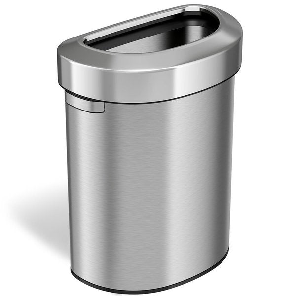 18 gal Round Semi-Round Open Top Trash Can, 18 Gallon, Silver, Stainless Steel