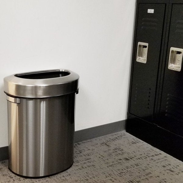 18 gal Round Semi-Round Open Top Trash Can, 18 Gallon, Silver, Stainless Steel