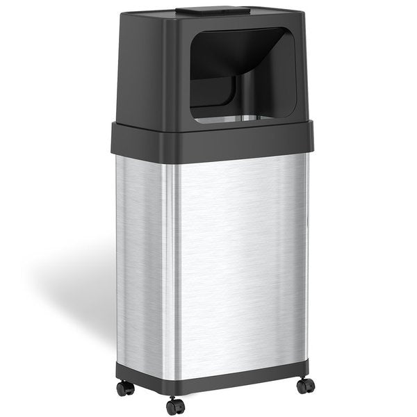 18 gal Rectangular Trash Can, Silver, Stainless Steel