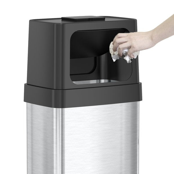 18 gal Rectangular Trash Can, Silver, Stainless Steel