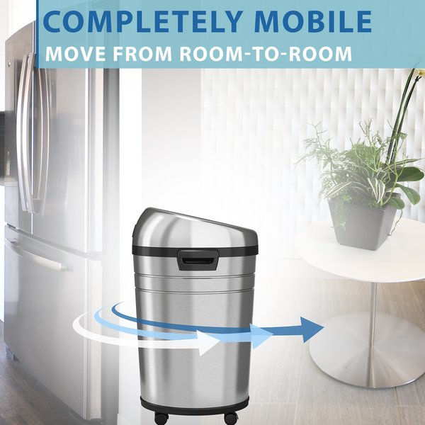 18 gal Round Trash Can, Silver, Stainless Steel