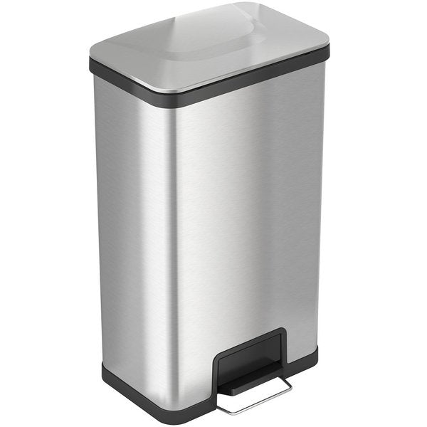 18 gal Trash Can, Silver, Stainless Steel