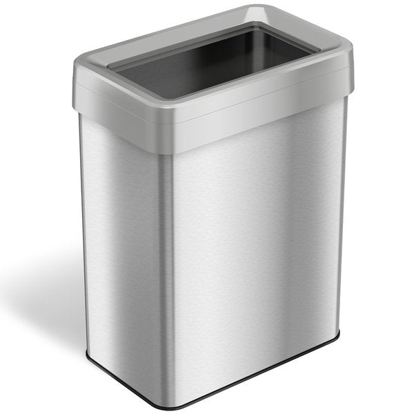 18 gal Rectangular Trash Can, Silver, Stainless Steel