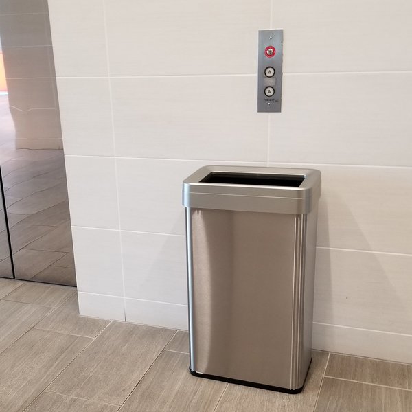 18 gal Rectangular Trash Can, Silver, Stainless Steel