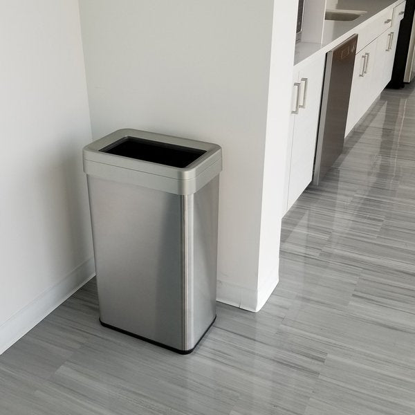 18 gal Rectangular Trash Can, Silver, Stainless Steel