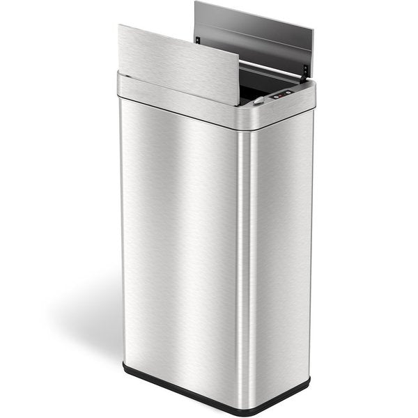 18 gal Trash Can, Silver, Stainless Steel