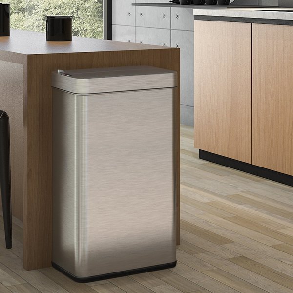 18 gal Trash Can, Silver, Stainless Steel