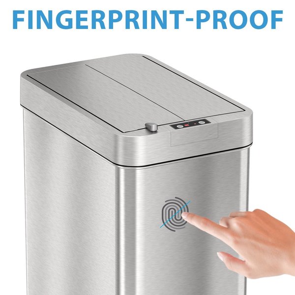 18 gal Trash Can, Silver, Stainless Steel