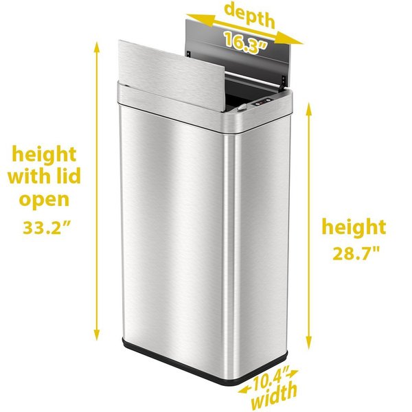 18 gal Trash Can, Silver, Stainless Steel