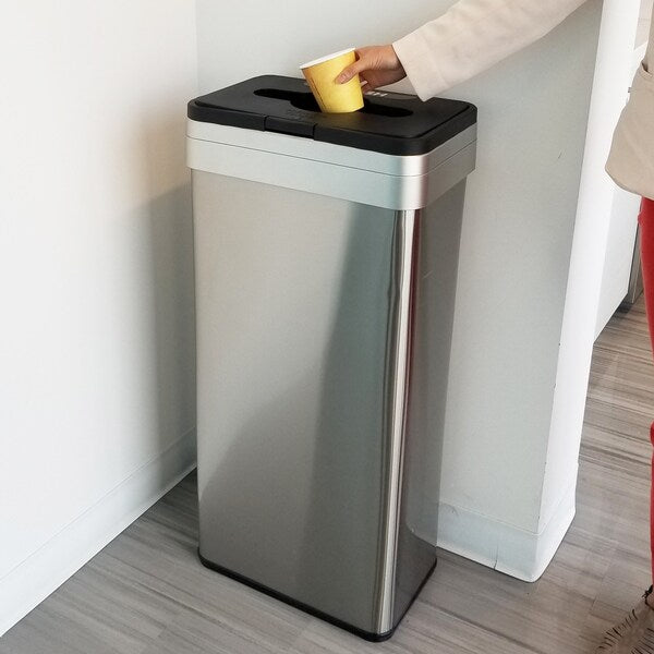 21 gal Rectangular Trash Can, Silver, Stainless Steel
