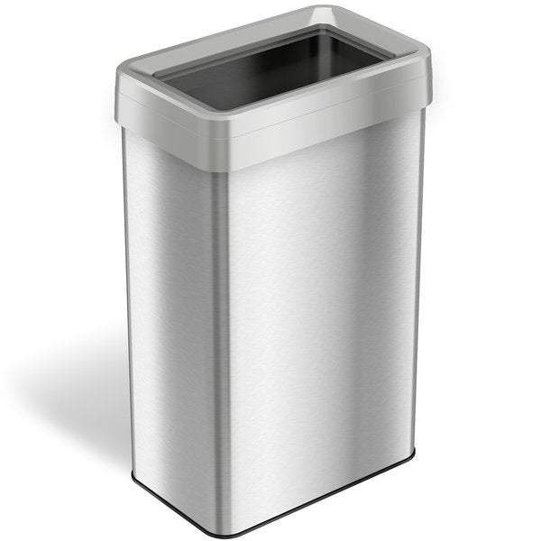 21 gal Rectangular Trash Can, Silver, Stainless Steel