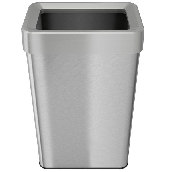 21 gal Rectangular Trash Can, Silver, Stainless Steel