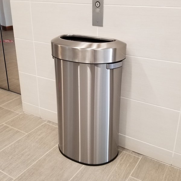 23 gal Round Trash Can, Silver, Stainless Steel