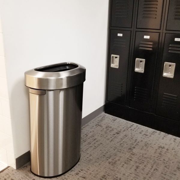 23 gal Round Trash Can, Silver, Stainless Steel