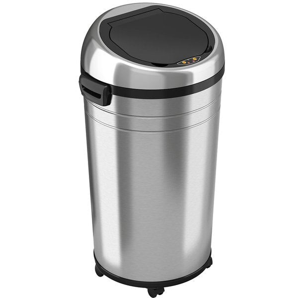 23 gal Round Trash Can, Silver, Stainless Steel