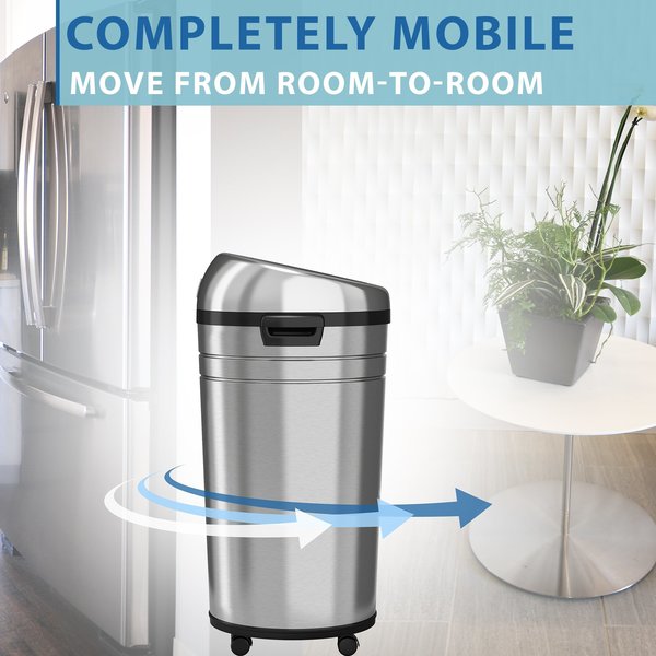 23 gal Round Trash Can, Silver, Stainless Steel