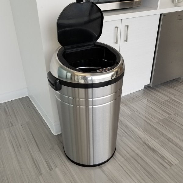 23 gal Round Trash Can, Silver, Stainless Steel