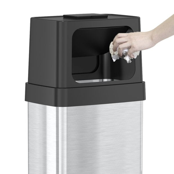 24 gal Rectangular Trash Can, Silver, Stainless Steel