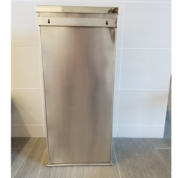 9 gal Half-Round Trash Can, Silver, Stainless Steel