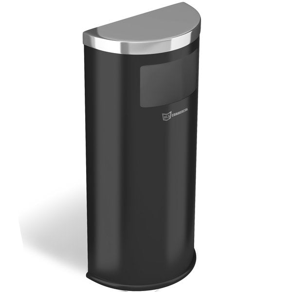 9 gal Half-Round Trash Can, Silver, Stainless Steel
